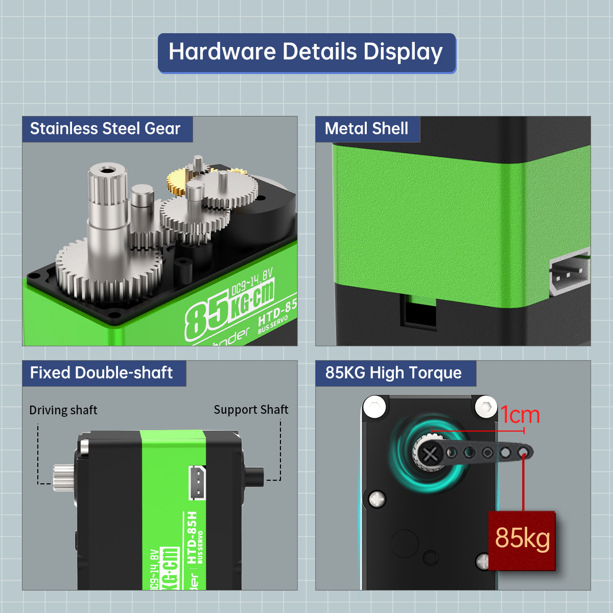 Hiwonder HTD-85H Intelligent Serial Bus Servo Stainless Steel Gear 85KG High Torque Hiwonder HTD-85H Intelligent Serial Bus Servo Stainless Steel Gear 85KG High Torque